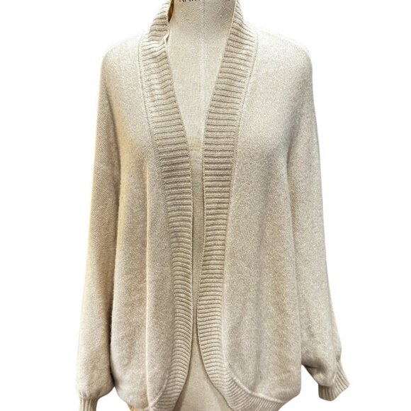 St. John Sweaters - St. John Women’s Cream Wool-Blend Open Front Cardigan – Size XL